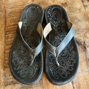 Olukai Paniolo Thong Sandals 7 Flip Flops Slip On Olive Green Comfort Flats